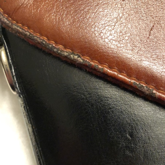 VINTAGE CALYPSO BLACK/BROWN CROSSBODY SHOULDER BAG PURSE MADE IN ITALY - #490 - Picture 15 of 16